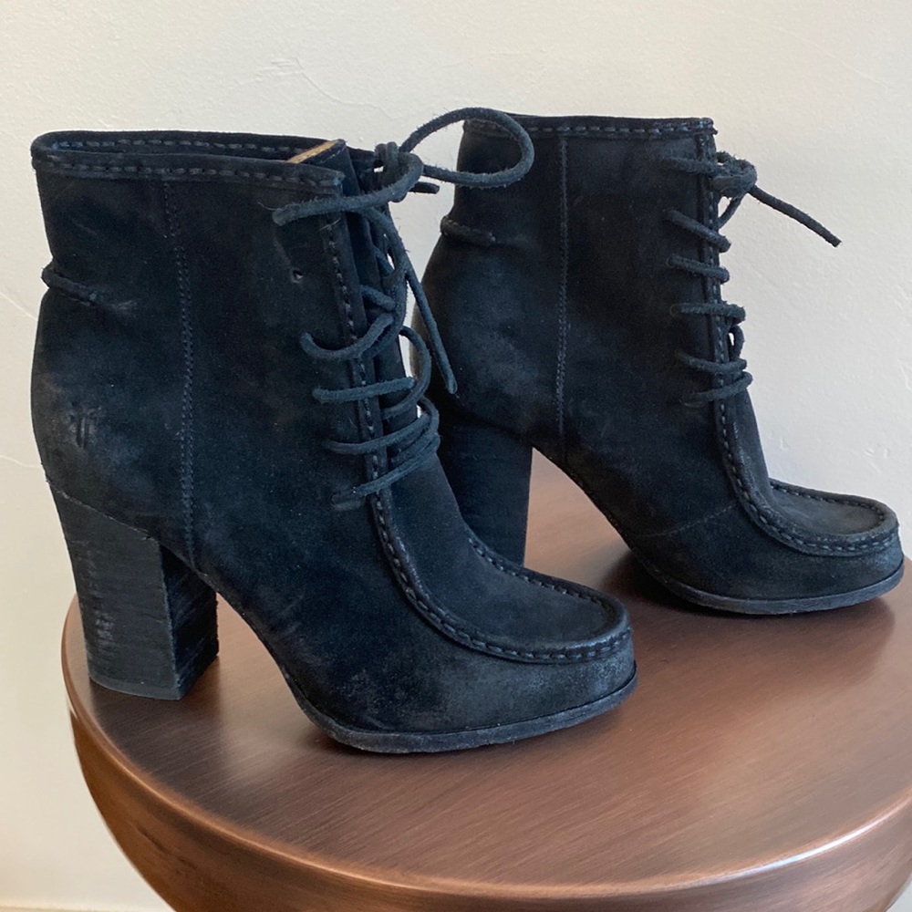 FRYE Black Suede Parker Moccasin Boot Size 6 - Picture 3 of 8